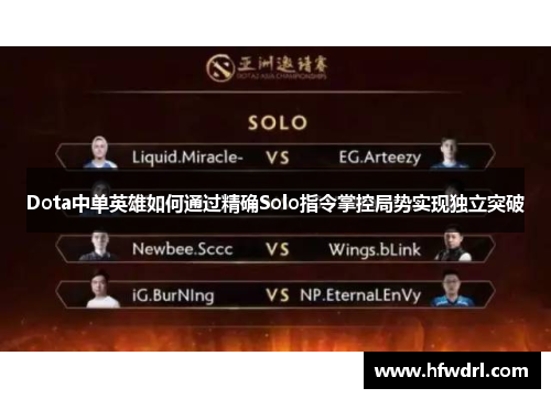 Dota中单英雄如何通过精确Solo指令掌控局势实现独立突破